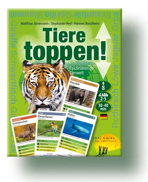 Spielkarten-Tiere toppen