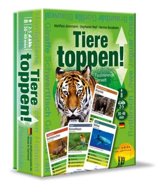 Spielkarten-Tiere toppen